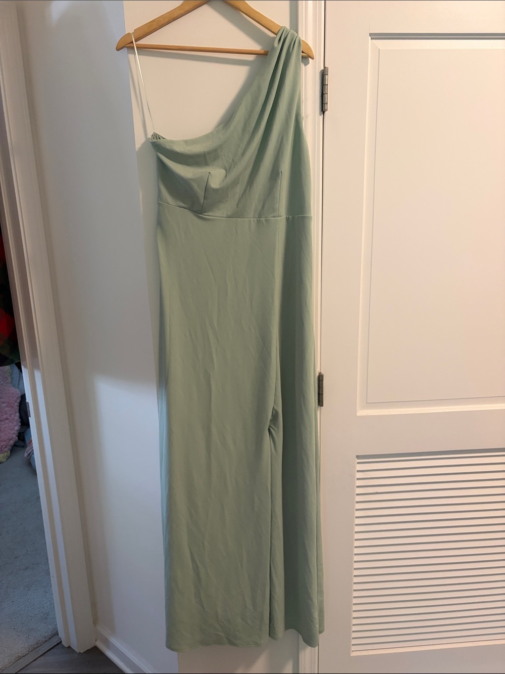 Birdy Grey One-Shoulder Sage Green Bridesmaid Gown